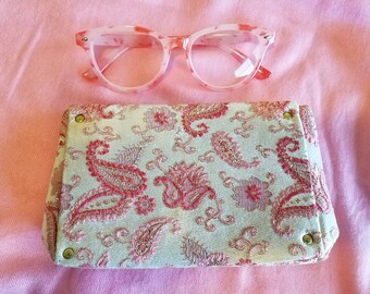 Vintage sieradendoosje - Celebrity NY - prachtig roze paisley- en goudontwerp