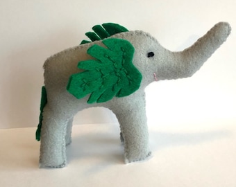 Cute Hand-Sewn Stuffed Felt "Eleplant" Monstera Elephant Art Doll