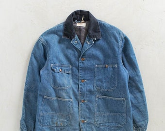 Vintage 1970s Montgomery Ward Blanket Lined Denim Chore Coat Size M/L