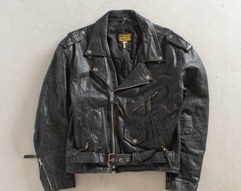 1980s Protech Leather Moto Jacket Size S/M