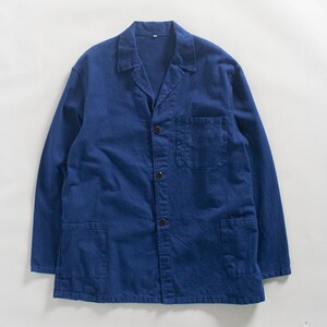 Vintage 1980s Bleu de Travail European Workwear Chore Jacket Size M/L — French Utility Coat — Blue Cotton Jacket — Retro Workwear Chore Coat