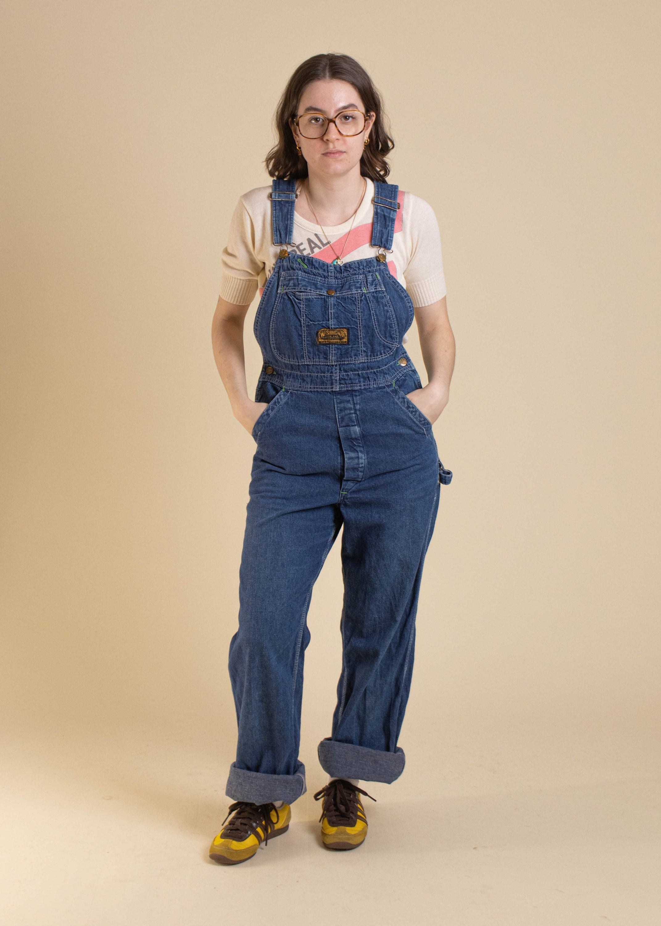 goldvintagestar 50s Vintage TUF Nut Striped Hickory Sanforized Denim Workwear Chore Bib Overalls