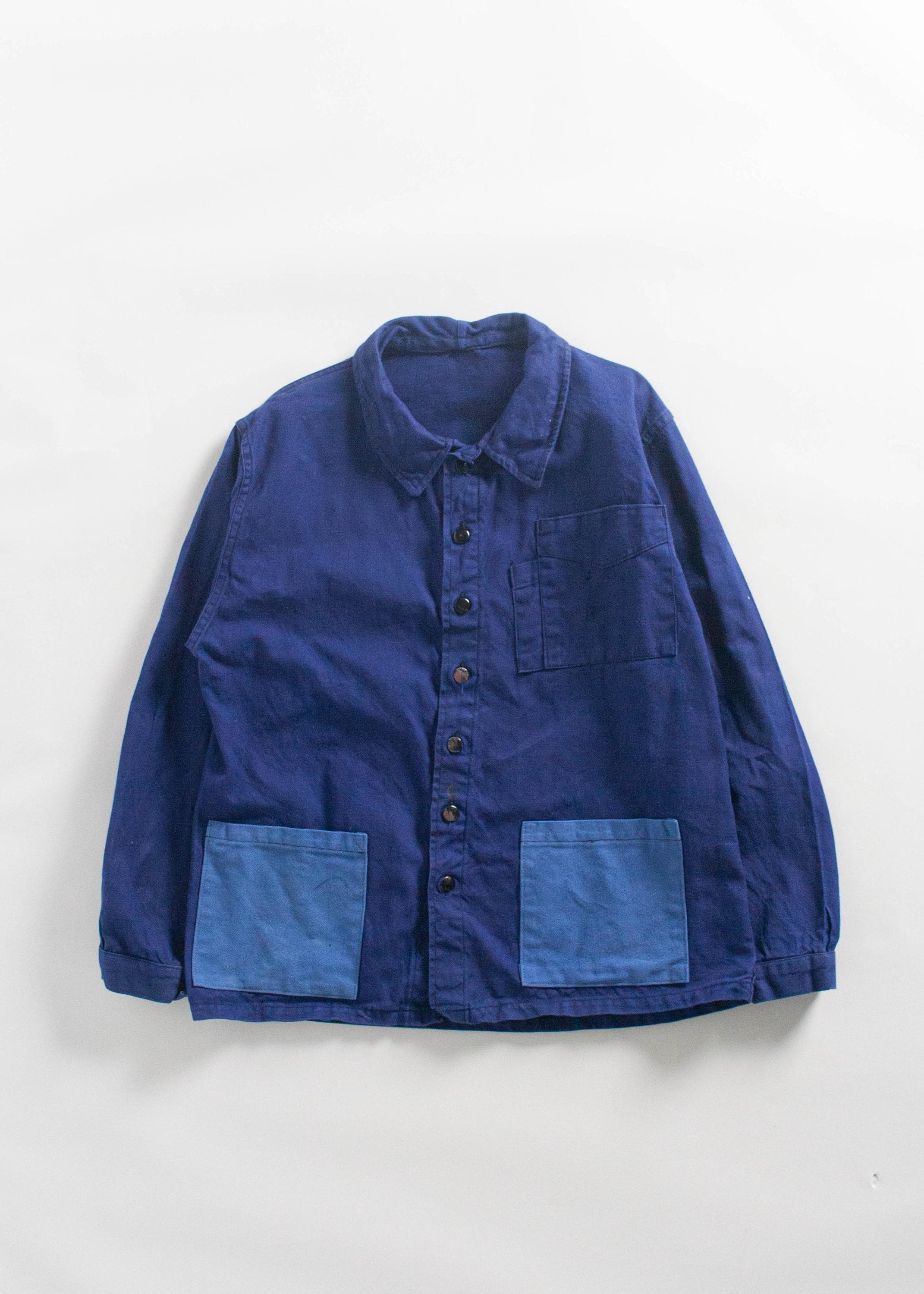 ジャケット・アウター 50s 60s Unknown French Work Jacket 1950s French Chore Jacket Cinch Back Button Down Indigo