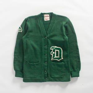 Vintage 1950s Albion Knitting Mills &quot;D&quot; Varsity Letterman Wool Cardigan Size M/L