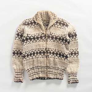 Vintage Cowichan Style Wool Cardigan Size S/M