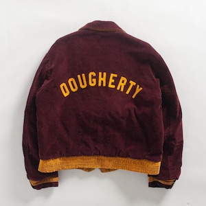 Vintage 1950s Sportswear &quot;Dougherty&quot; Corduroy Varsity Letterman Jacket Size L/XL  — Retro Collegiate Style — Classic Americana Outerwear