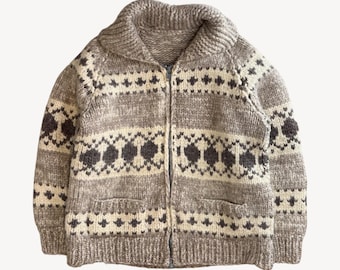 Vintage KANATA Hand Knit Chunky Cowichan Inspired Sweater Jacket