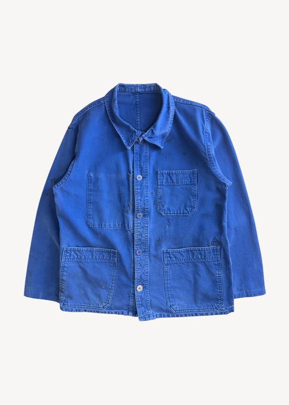 Vintage 1980s Bleu de Travail Chore Jacket | French Workwear Coat Small/Medium