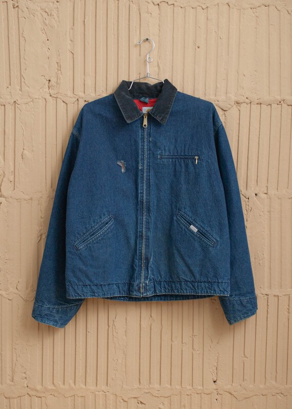 1990's Carhartt Denim Bomber Jacket with Quilted L