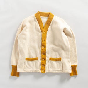 Vintage 1960s Varsity Letterman Wool Cardigan Size M/L — Retro College Sweater — Preppy Athletic Style — Unisex Wool Cardigan