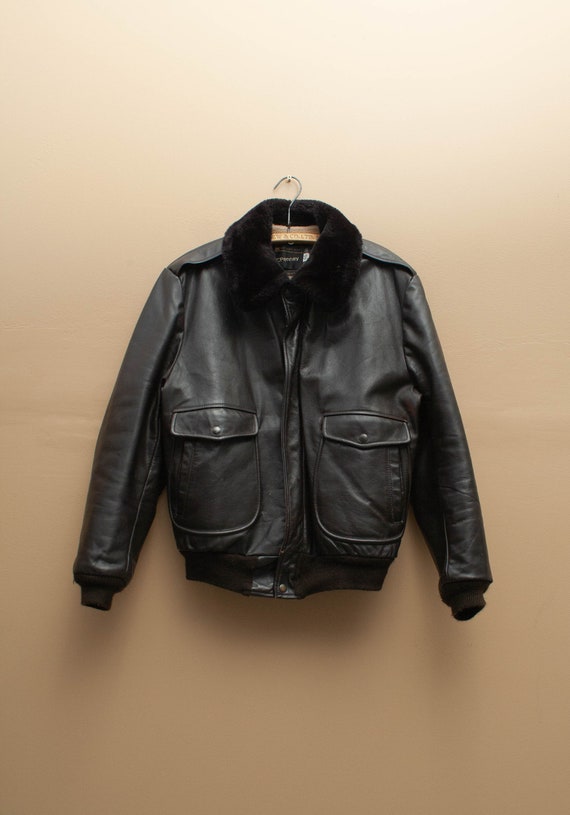 1970's Fur Lined JC Penney Leather Aviator Jacket