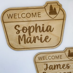 Custom Newborn State Park Name Sign Camping Baby Shower Decor National Park Photoshoot Prop Mountain Custom Name Baby Announcement Sign