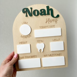 Custom Baby Milestone Board Newborn Photoshoot Monthly Milestone Board Dry Erase Wooden Baby Name Sign Photo Prop Board Personalized