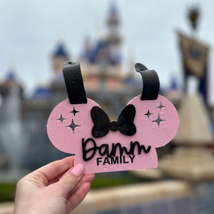 Personalized Disney Inspired Stroller Tag Last Name Mouse Hat Stroller Plaque Magical Theme Park Stroller Tag Custom Acrylic Stroller Tag