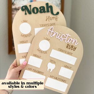 Custom Baby Milestone Board Newborn Photoshoot Monthly Milestone Board Dry Erase Wooden Baby Name Sign Photo Prop Board Personalized