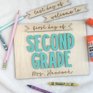 Classroom Decor Teacher First Day of School Sign Photo Board First day of School Elementary Teacher Classroom Sign New Teacher Gift