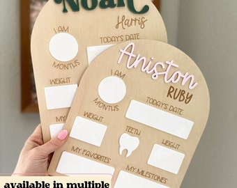 Custom Baby Milestone Board Newborn Photoshoot Monthly Milestone Board Dry Erase Wooden Baby Name Sign Photo Prop Board Personalized