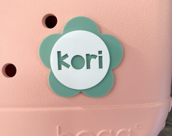 Custom Bogg Bag Accessory Flower Bogg Charm with Name Bogg Bits Flower Bogg Accessory Mom Gift Personalized Beach Bag Charm Bogg Bag Tag