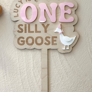 First Birthday Cake Topper Silly Goose Party Decor One Silly Goose Birthday Cake Topper 1st Birthday Girl Silly Goose Decor First Birthday