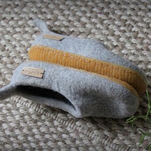 Felted natural wool slippers for kids - handmade eco friendly children slippers