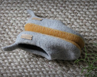 Felted natural wool slippers for kids - handmade eco friendly children slippers