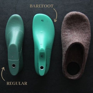 Barefoot wool slippers women, natural foot shaped footwear, minimalist brown indoor shoes, wide toe box felt slippers, zero drop slippers