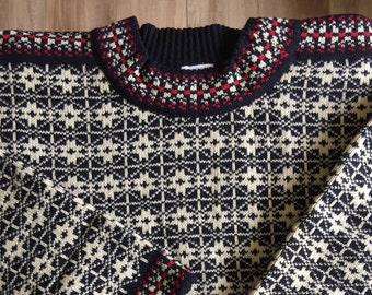 Fair Isle Zipped Sweater Women's Hand Knit Warm Collared - Etsy