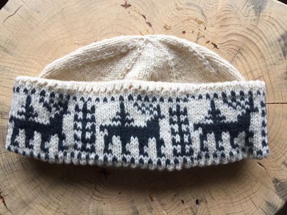 Hand-Knit Estonian Wool Hat - 'Forest' Pattern - image 1