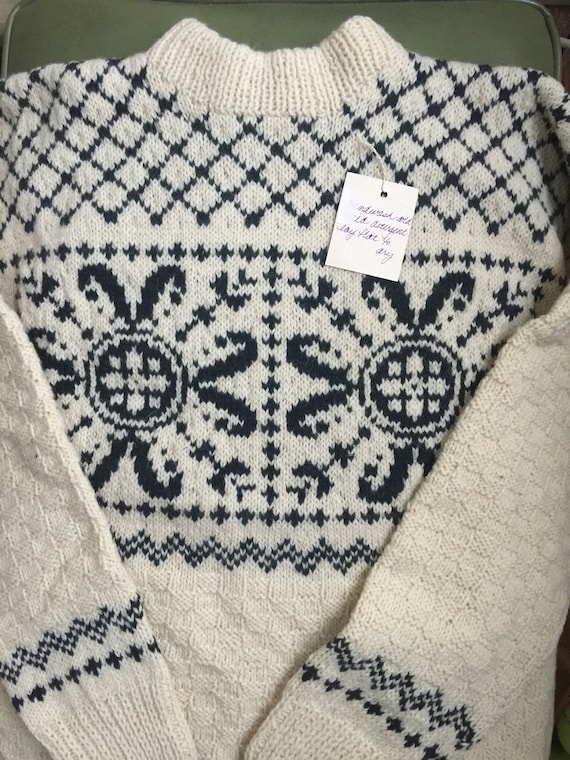 Vintage Hand Knit Estonian Wool Sweater - "Sviby"… - image 1