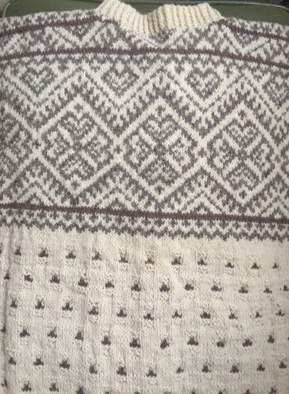 Vintage Hand Knit Estonian Wool Sweater -- Button… - image 2