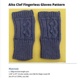 Digital Download | Pattern for Knit Alto Clef Fingerless Gloves