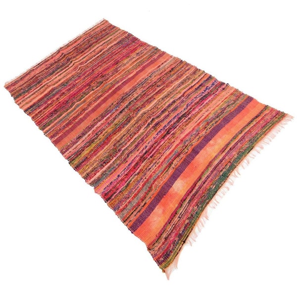 Meilleure vente beau tapis de sol réversible fait à la main 100% coton vintage Multi Patchwork tapis tapis Chindi Dari jeter rectangulaire tissé Chindi