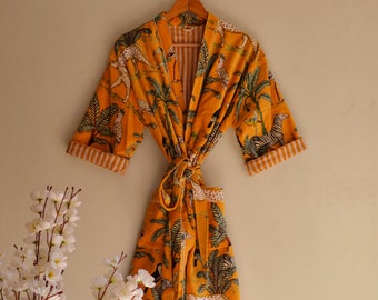 Imprimé animal !! Kimono en velours indien fait main pour femme, robes de demoiselle d'honneur, cadeau pour elle, luxueux peignoir en velours, peignoir en velours, belles robes de chambre