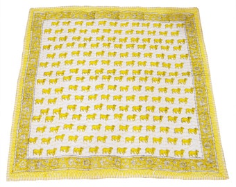 Indian Handmade,Animal Print Baby Quilt,Nursery Kantha Blanket,Toddler Bedcover,Warm Winter Filling Bedspread For Kids,Unisex Bedding  Cover