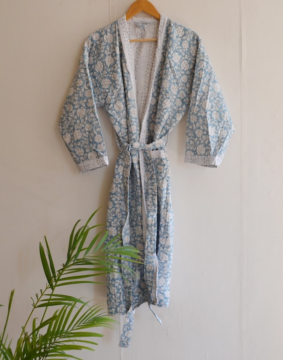 Patchwork Bath Robe,100% Cotton Indian Handmade Kantha Stitch Robe,cotton  Kimono, Quilted Robe,swim Wear,night Wear Free Size Unisex. - Etsy
