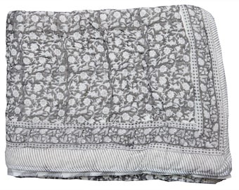 Neue Hand Block Print Quilt Floral bedruckte leichte Decke Bettdecke Handgefertigte Reversible Quilted Jaipuri Mazedonien indische Baumwolle Quilt