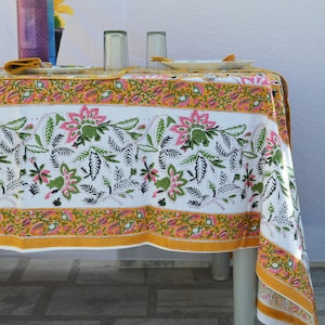 Indian Handblock Print Tablecover, Elegant Tablecloth, Placemat & Napkin Set, Farmhouse Tablecloth, Table Runner, 100% Cotton Table Linen