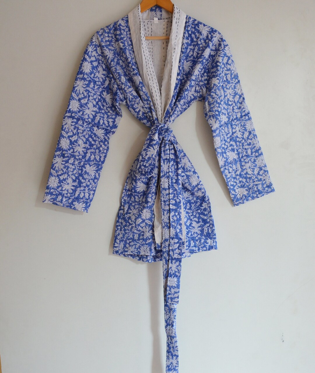 Ethnic Women Wear Bathrobe Jacket, Winter Coat Jaipuri Print Kimono