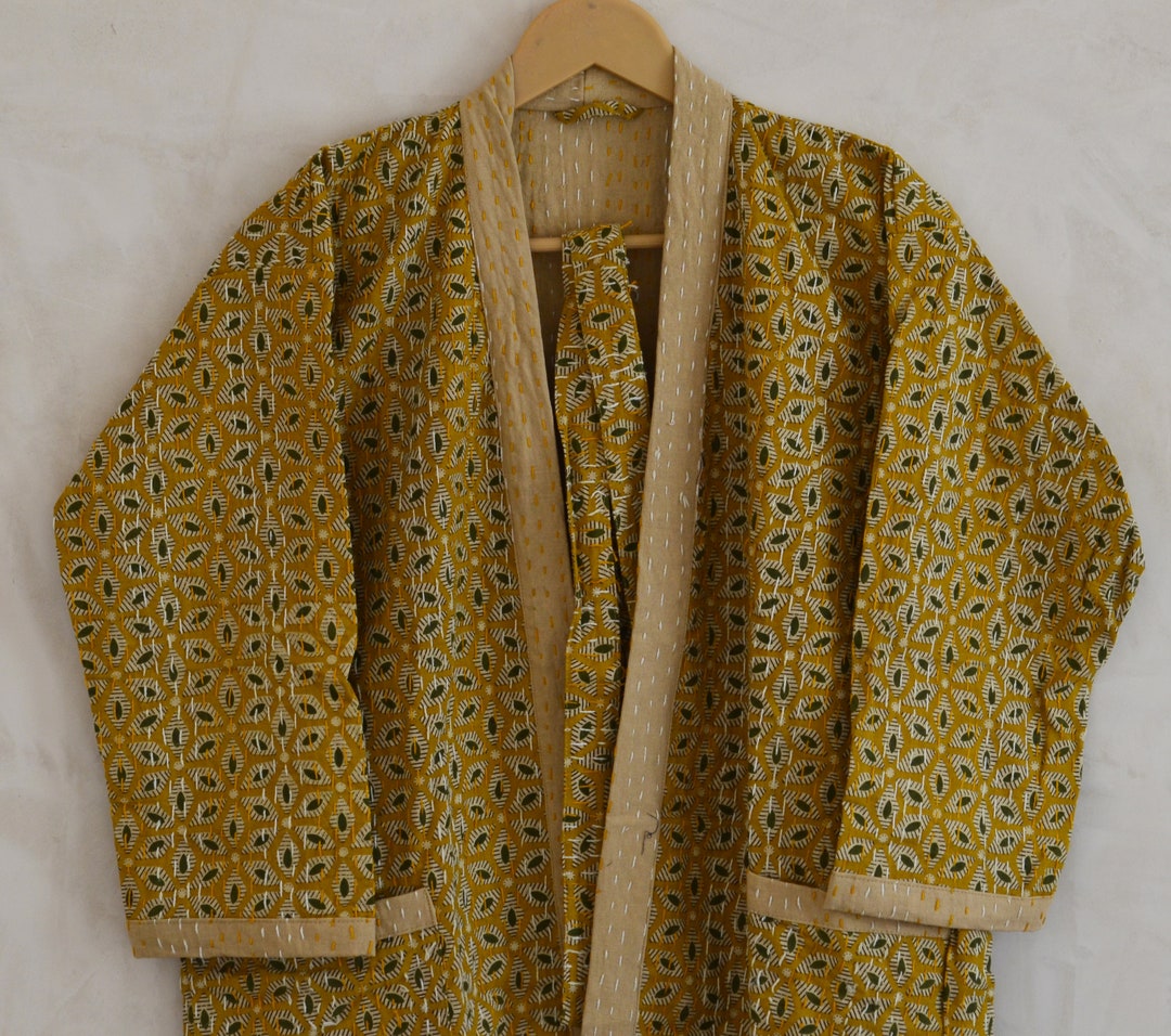 Luxury Kantha Quilt Kimono – Hand Block Printed Organic Cotton