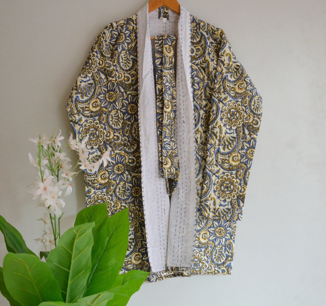 Indian Soft Cotton Kantha Quilt Jacket, Handmade Winter Wear Short