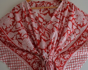 Indische weiche Baumwolle Kimono Roben und Nachtwäsche Maxi Kaftan, Frau Schöne Sommernacht Kleid Indische Reine Baumwolle Handmade Block Print Kaftan