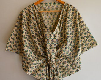 Indische weiche Baumwolle Kimono Roben und Nachtwäsche Maxi Kaftan, Frau Schöne Sommernacht Kleid und Block gedruckt Komfort indischen Tunikas Top