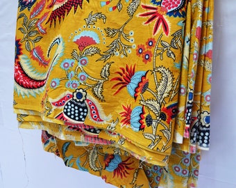 Beautiful Floral Print By The Yard 100% Cotton Indian Handmade Running Loose Craft Sewing Fabric Throw Ethnic Light Weight Dressmaking Art