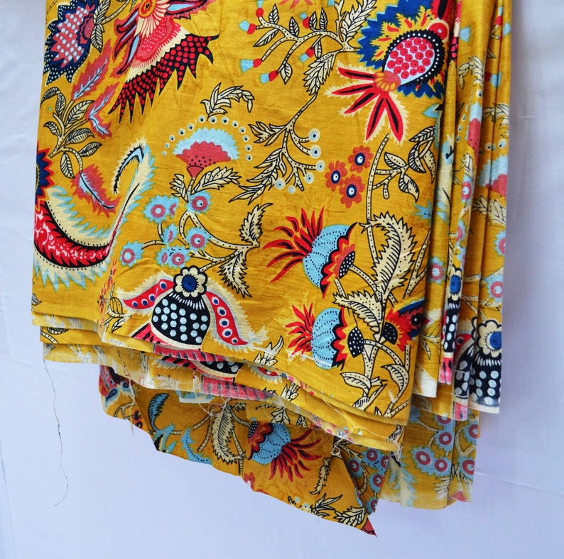 Beautiful Floral Print By The Yard 100% Cotton Indian Handmade Running Loose Craft Sewing Fabric Throw Ethnic Light Weight Dressmaking Art image 1