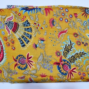 Beautiful Floral Print By The Yard 100% Cotton Indian Handmade Running Loose Craft Sewing Fabric Throw Ethnic Light Weight Dressmaking Art image 3