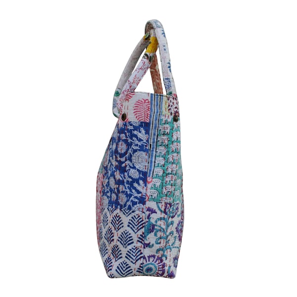 Indian Handmade Patch Print Handbag, Floral Tote Bag/ Women Shoulder Shopping Bag- Indian Beautiful Mandala Purse, Beach Towel Carrier Bag