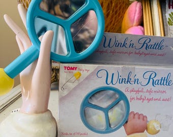 Wink 'n Rattle Vintage Baby Mirror Rattle - Blue