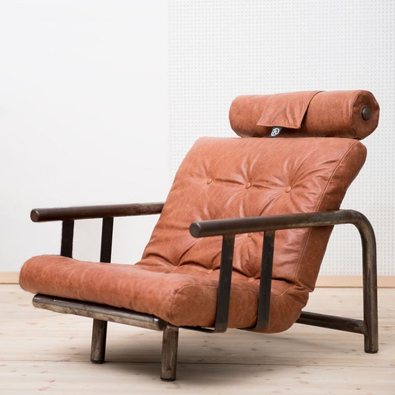 Designer Ledersessel Sessel Stahl Recycling Upcycling Möbel