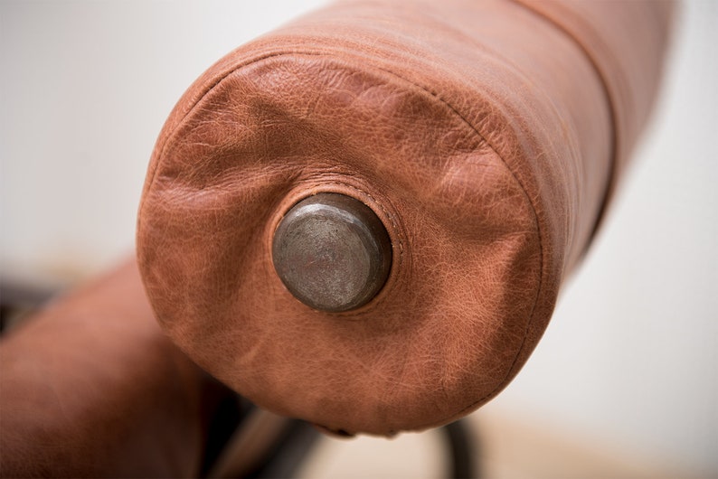 Designer lounge chair, leather chair, armchair, leather and steel, upcycled, unique piece image 5