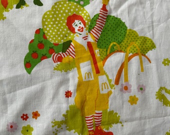 1970s Mcdonald's Twin Fitted Bed Sheet Texmade Truprest II Ronald